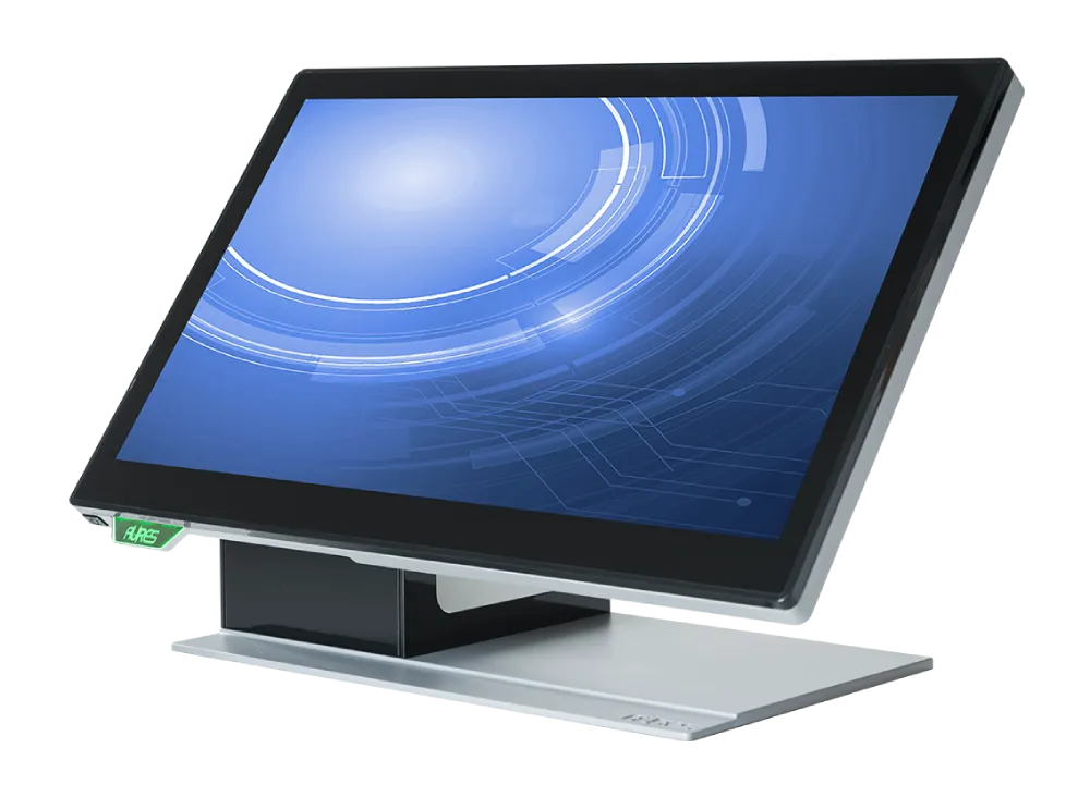 Écran tactile moderne avec fond bleu